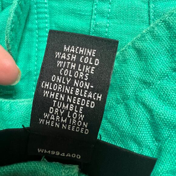 INC International Concepts Linen Shorts 4 Green Chino Cuffed Drawstring Coastal - Picture 6 of 7